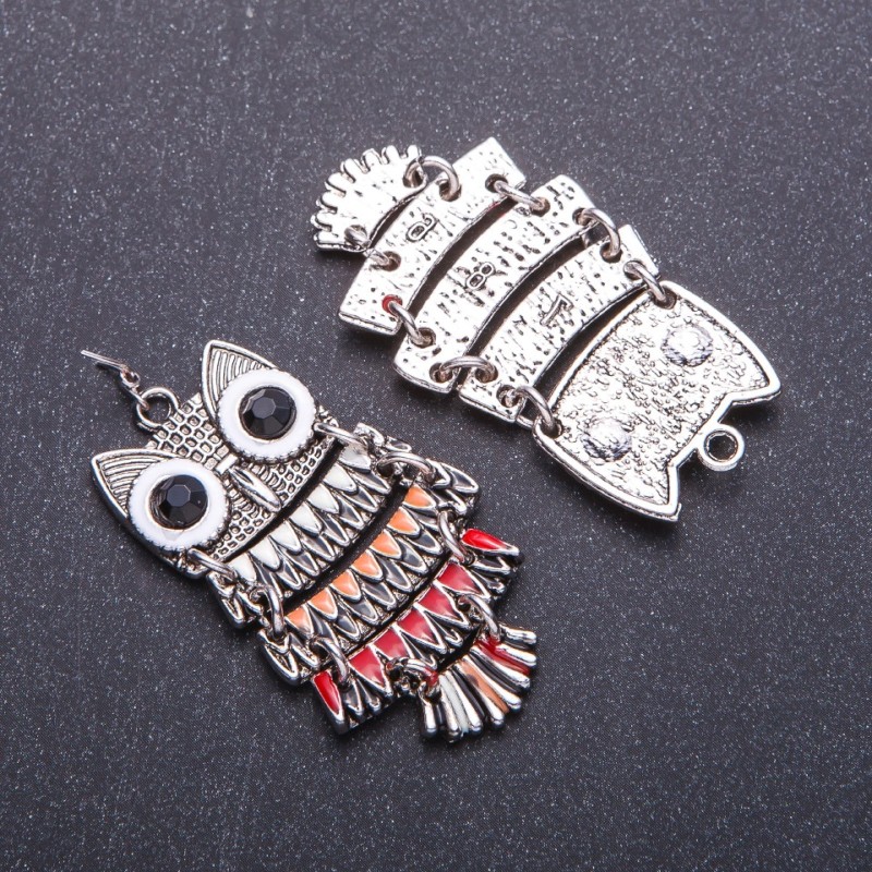 Jewellery Findings Owl Pendant, colour enamel, length 5cm