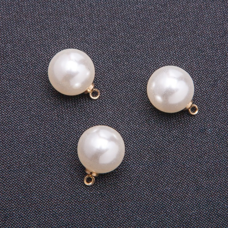Findings Pendant "Pearl" (plastic), diameter 12mm, pack of 10pcs