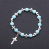 Bracelet "Faux Turquoise" with Cross Pendant, d8mm