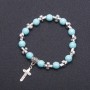 Bracelet "Faux Turquoise" with Cross Pendant, d8mm