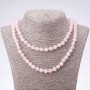 Long necklace of natural stone Pink Quartz smooth beads, 8mm diameter, 120cm length