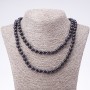 Long Necklace made of Aventurine "Blue Sand Cairo Night" smooth bead, diameter 8mm, length 120cm
