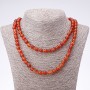 Long necklace made of natural carnelian smooth bead sphere diameter 8mm length 120cm