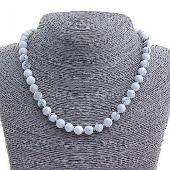 Chalcedony Necklace, natural stone, 8mm beads, 45cm+ length