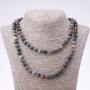 Long Necklace of Jasper (Multicolor) Smooth Round Beads 8 mm Diameter, 120 cm Length
