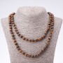 Long Tiger's Eye Necklace with Smooth 8 mm Beads, 120 cm