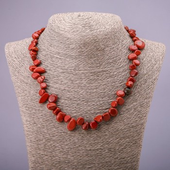 Jasper Necklace - Red Jasper Butterfly, natural shapes 10-15mm, 50cm