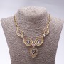 Evening Necklace with Grey Crystals "Precious Leaves", length 42-50cm