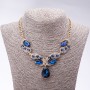 Evening Necklace with Blue Crystals "Precious Drops", Length 42-49cm