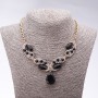 Evening Necklace with Black Crystals "Precious Drops", Length 42-49cm