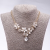 Evening Necklace with White Crystals "Precious Flowers", Length 42-49cm