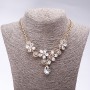Evening Necklace with White Crystals "Precious Flowers", Length 42-49cm