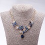 Evening Necklace with Blue Crystals "Precious Flowers", Length 42-49cm