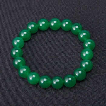 Chrysoprase Bracelet Smooth Round Beads, Diameter 10mm on Elastic
