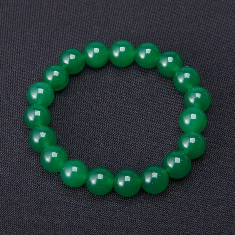 Chrysoprase Bracelet Smooth Round Beads, Diameter 10mm on Elastic