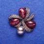 Brooch "Purple Trio" Silver-Toned, 6×6cm