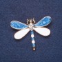 Brooch "Dragonfly" White and Blue Enamel, Gold-Coloured Metal, 4.5×3.5cm