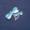 Brooch "Dragonflies" Rough Enamel, Silver-Coloured Metal, 4×2.5cm