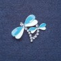 Brooch "Dragonflies" Rough Enamel, Silver-Coloured Metal, 4×2.5cm