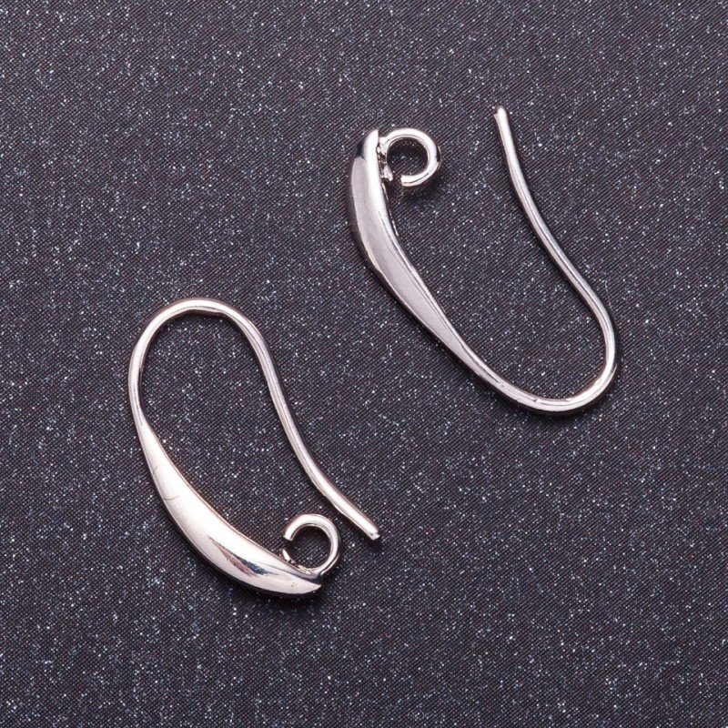 Earring Hooks Pair, Grey Metal, 19mm Length