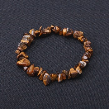 Tiger's Eye Chip Bracelet 4-9x2-5mm+-, length 18cm, stretch