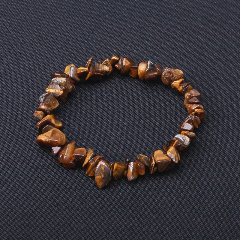 Tiger's Eye Chip Bracelet 4-9x2-5mm+-, length 18cm, stretch