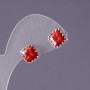 Red Crystal Rhombus Earrings, 10mm Diameter