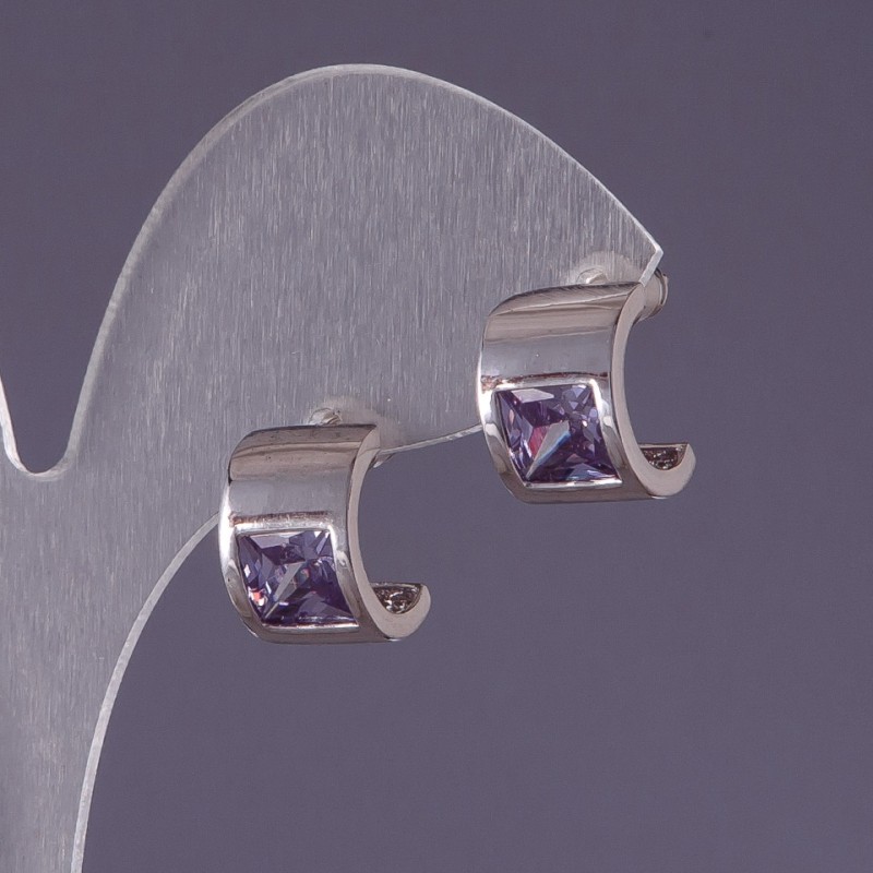 Light Lilac Crystal Earrings, 13x9mm