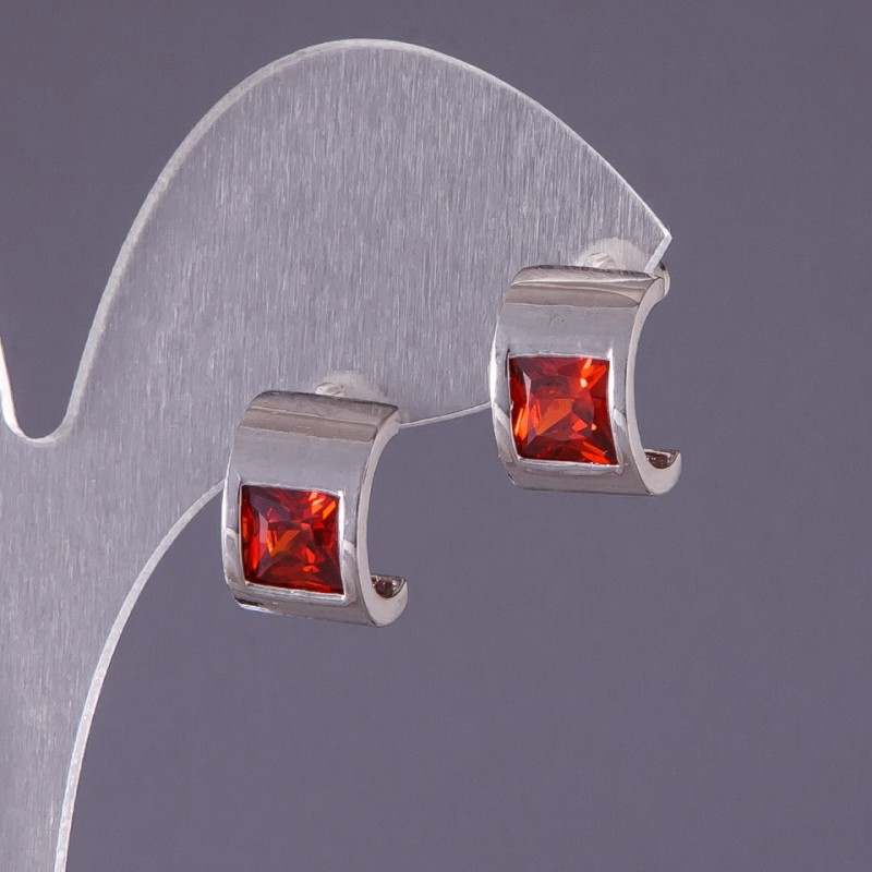 Red Crystal Earrings, 13x9mm