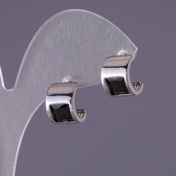 Black Crystal Earrings, 13x9mm