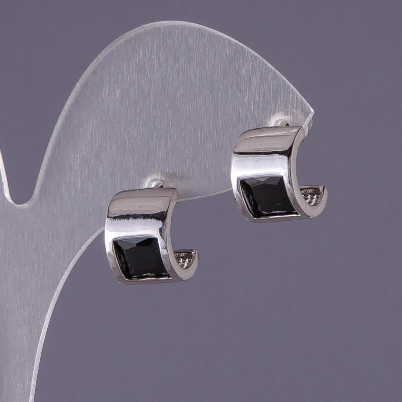 Black Crystal Earrings, 13x9mm