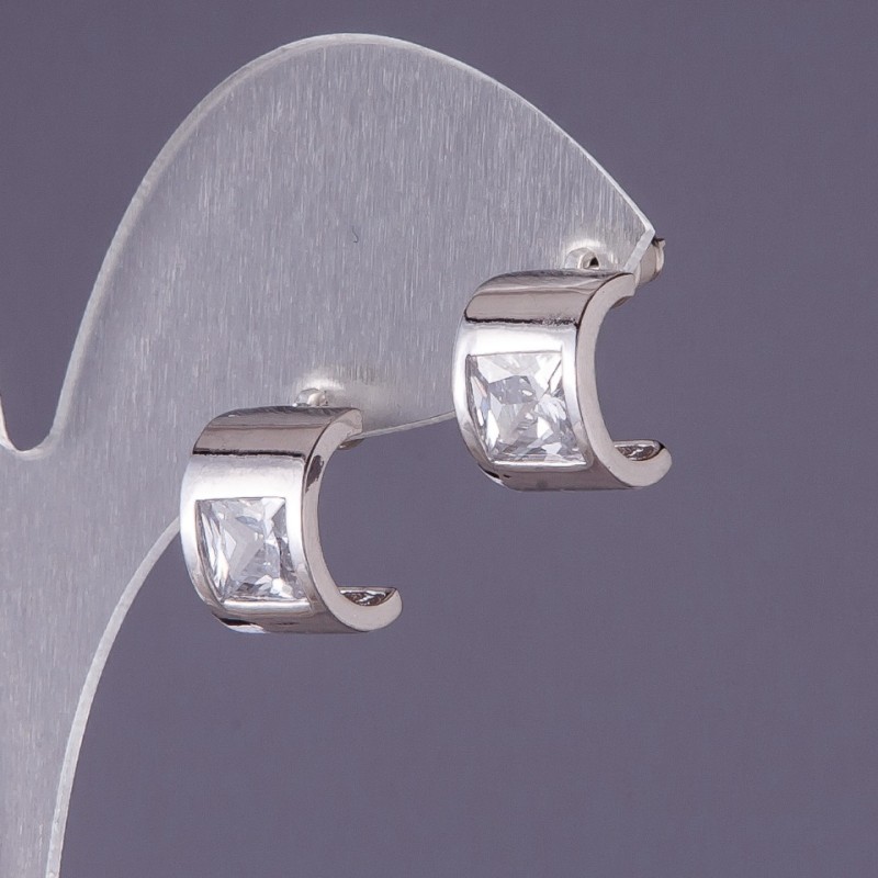 White Crystal Earrings, 13x9mm