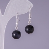 Aventurine Earrings "Blue Sand Cairo Night" Smooth Bead, 12mm Diameter, 3cm Length