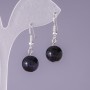 Aventurine Earrings "Blue Sand Cairo Night" Smooth Bead, 12mm Diameter, 3cm Length