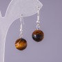 Tiger's Eye Natural Stone Earrings, Smooth Round Bead, diameter 12mm, length 3cm