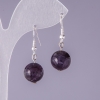 Earrings natural stone Amethyst smooth bead, diameter 12mm, length 3cm