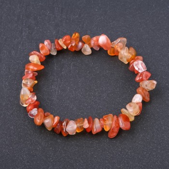 Natural Stone Bracelet Carnelian Chips on Elastic, diameter 8mm, circumference 18.5cm