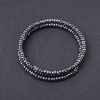 Hematite Memory Wire Bracelet, natural stone, faceted rondelle, diameter 4x2.5mm, length 18.5cm