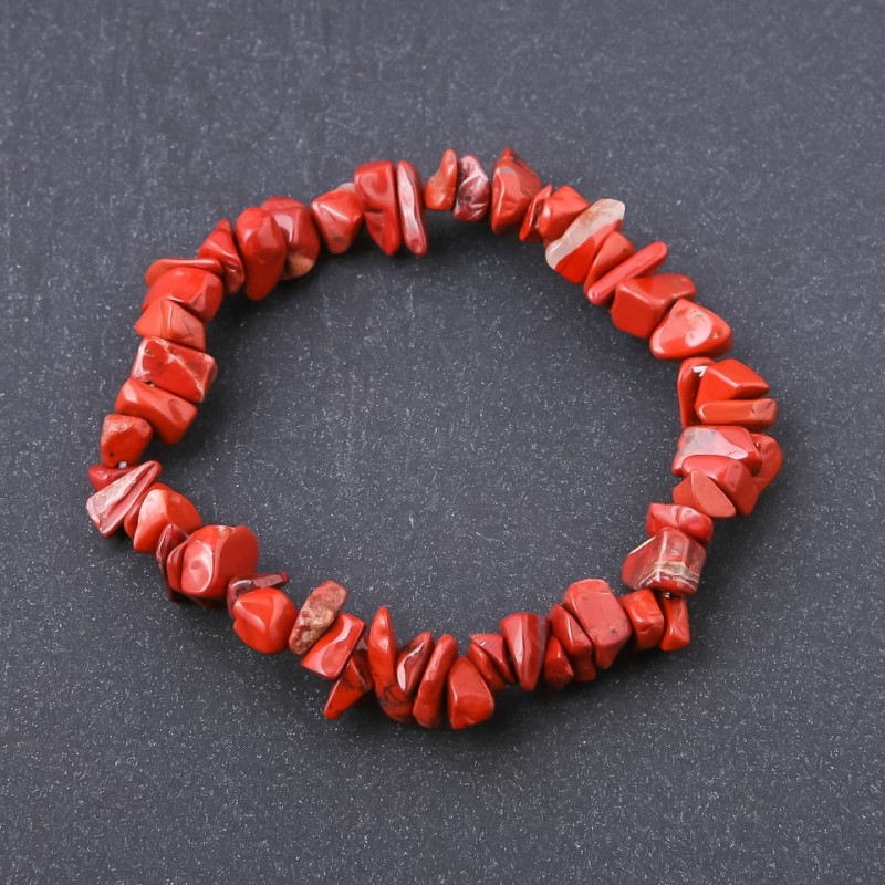 Natural Stone Red Jasper Chip Bracelet on Elastic, diameter 8mm, circumference 18.5cm
