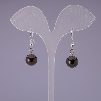 Garnet Natural Stone Bead Earrings, diameter 10+-mm, length 3cm