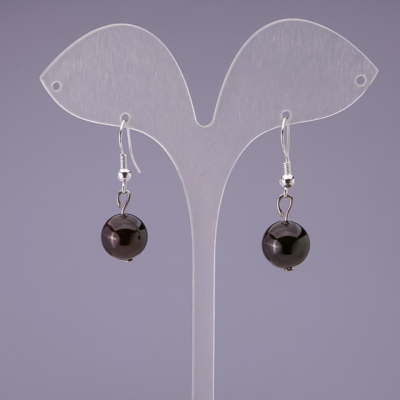 Garnet Natural Stone Bead Earrings, diameter 10+-mm, length 3cm