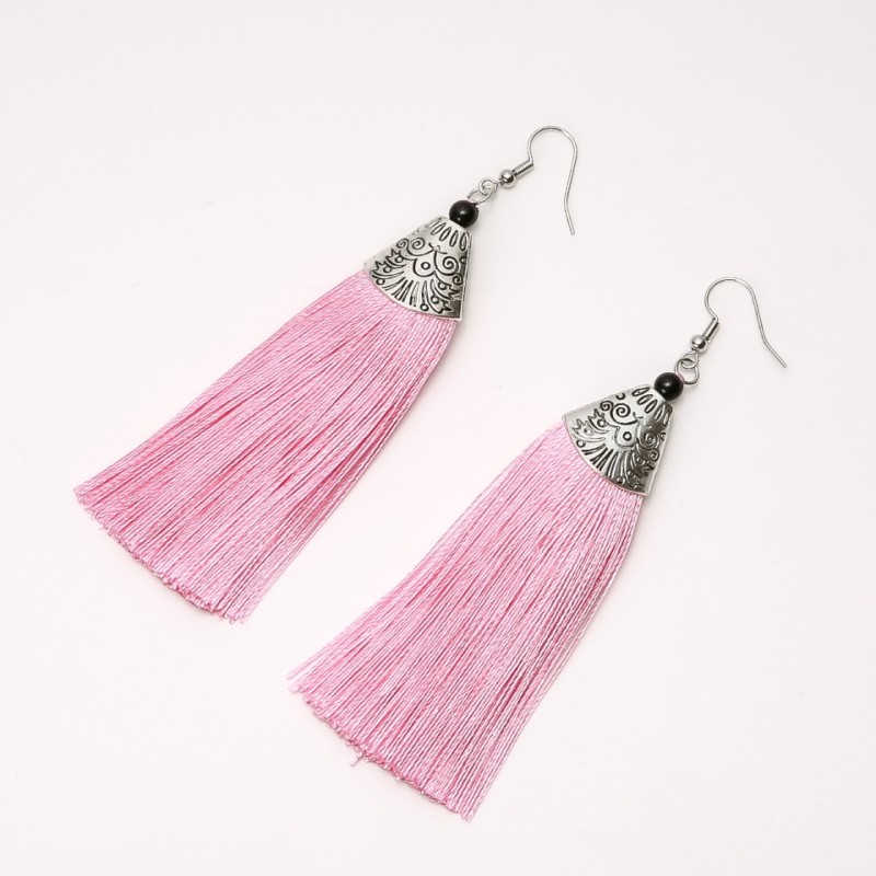 Pink Almina Tassel Earrings, 10cm