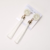 White Chrysanthemum Tassel Earrings, 9cm