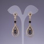 Blue Crystal Earrings, 5cm Length, Yellow Metal