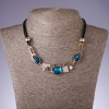 Necklace on Cords with Turquoise Crystals "Geometry", Length 40-48cm