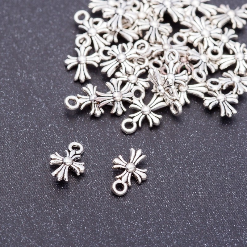 Cross Pendant Finding, diameter 8mm, length 12mm, hole diameter mm, pack 20g +/- 58pcs