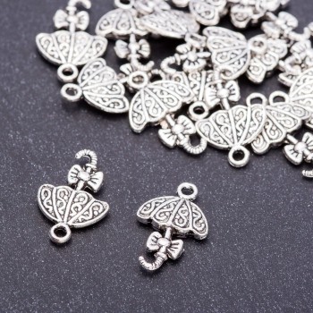 Findings Charm "Umbrella", diameter 13mm, length 20mm hole dia 3mm, pack 20g +/-17 pcs