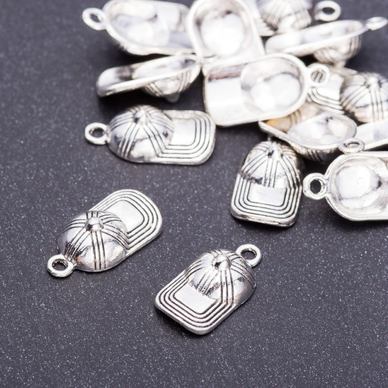 Findings Charm "Cap", diameter 10mm, length 19mm hole dia 3mm, pack 20g +/-15 pcs