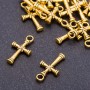 Findings Pendant "Cross" "old gold", diameter 11mm, length 20mm hole 3mm pkg. 20g +/-23pcs