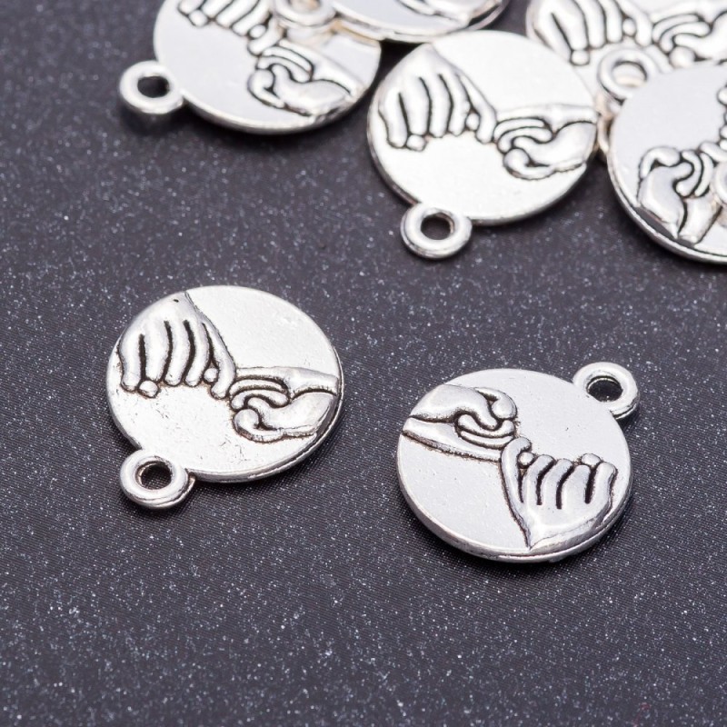 Findings Pendant "Let's Make Up", diameter 15mm, length 18mm hole 5mm pkg. 20g +/-11pcs